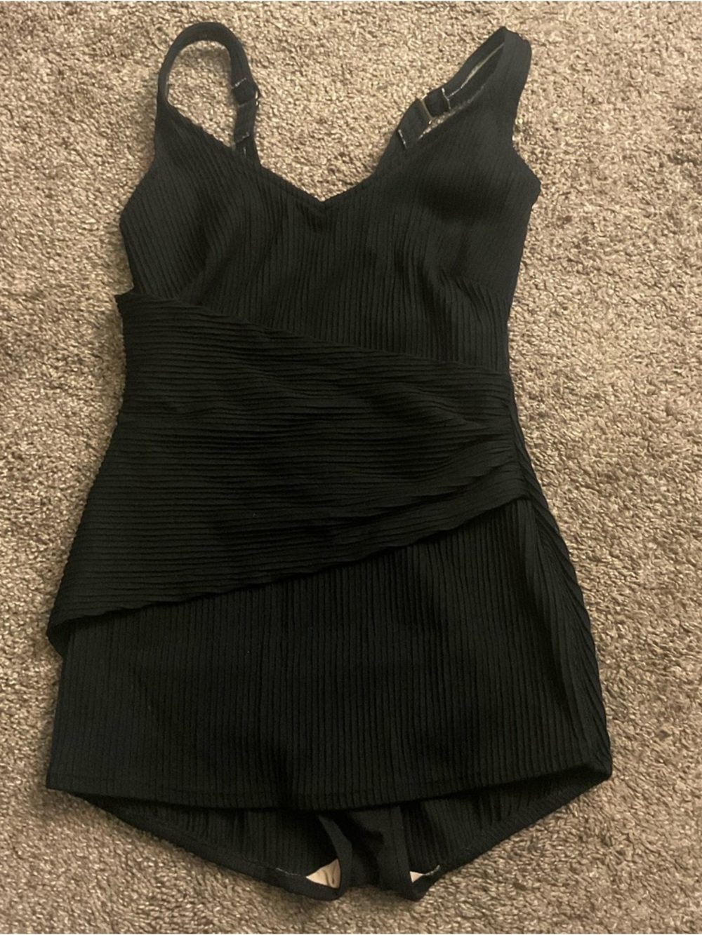 Vintage Roxanne Black Ribbed Pin Up Rockabilly Swimsuit